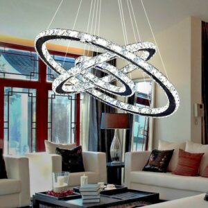 Knightsbridge Modern Stainless Steel Crystal LED Ceiling Light