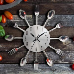 Foodie Spoon and Fork Metal Clock