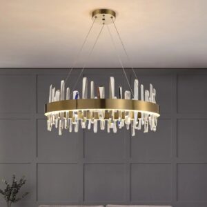 Malika Gold Crystal Ceiling Pendant Chandelier Light
