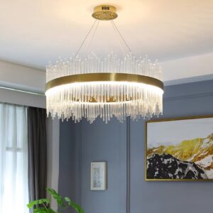 Empire Gold Crystal Ring Ceiling Pendant Light