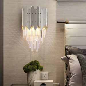 Esco Modern LED Gold Chrome Crystal Wall Light