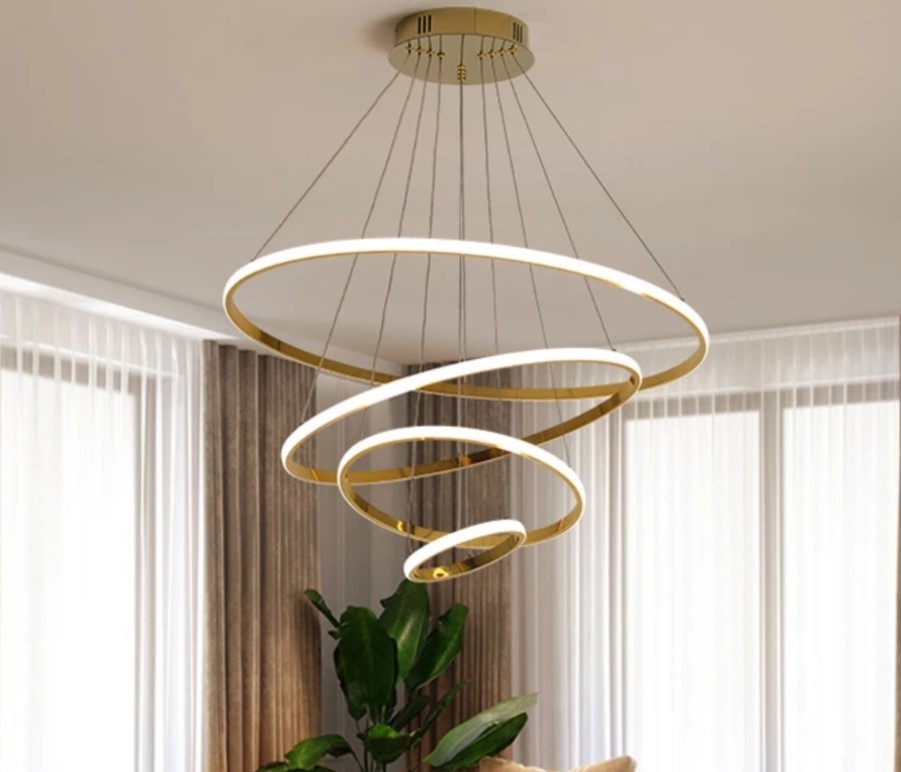Ella Luxury Gold Chrome Ring LED Ceiling Pendant Light