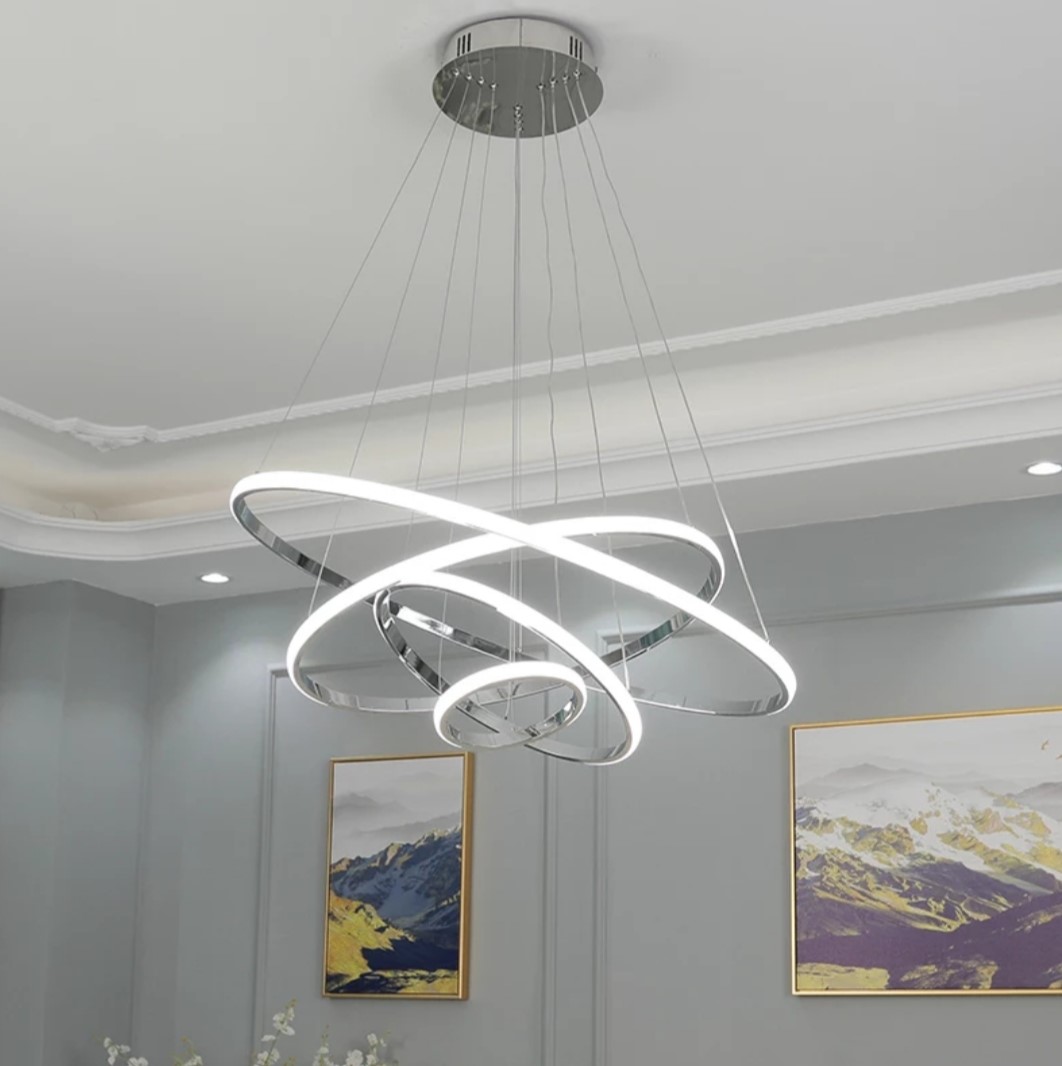 Ella Luxury Gold Chrome Ring LED Ceiling Pendant Light - Image 4