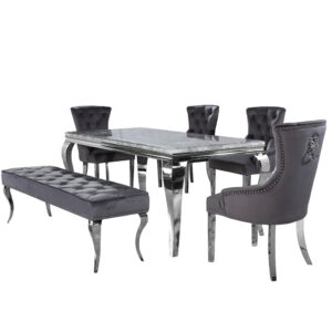 Louis 200cm Marble Glass Dining Table
