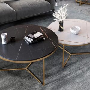 Luigi Marble Texture Top Coffee Side Table Set