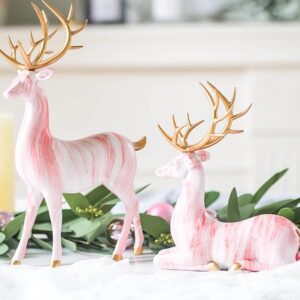 Pair of Deer Marble Ornament Art Resin Statue