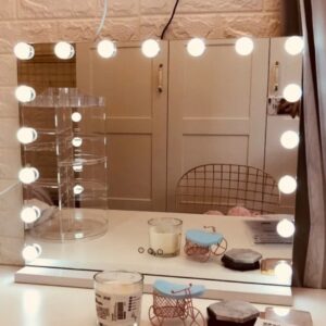 Paris White Black LED Light Touch Screen Hollywood Mirror