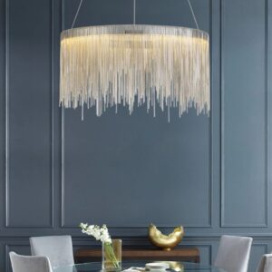 Lexington Silver Rose Gold Tassle Ring Ceiling Pendant Light