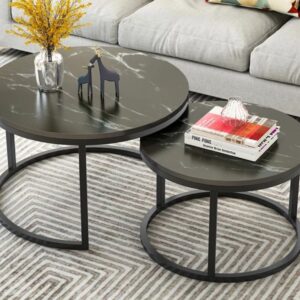 Sofia Marble Texture Top Coffee Side Table Set