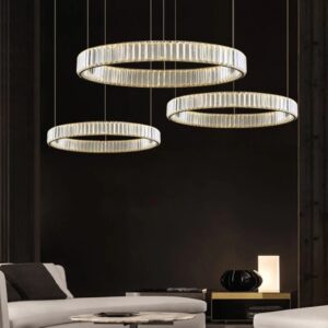 Venice Gold Chrome Crystal Ring Ceiling Pendant Light