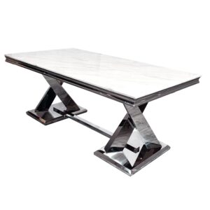 Xavia 180cm Marble Glass Dining Table