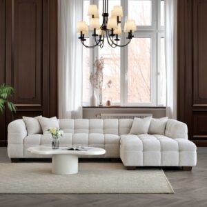 Tribeca Boucle Luxury Designer Modern Corner Sofa Oatmeal Cream Beige NEW