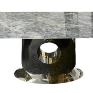 Madrid Luxury Italian 1.8m & 2m Grey Marble Gold Dining Table