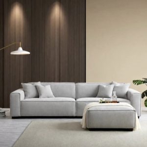 Dakota Modern Boucle Pebble Cream 3 Seater Sofa & Accent Chair Teddy Luxury